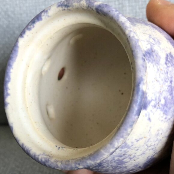 Artisan Ceramic Garlic Keeper Blue Lavender White Diameter 2.5 Inches - Picture 11 of 14